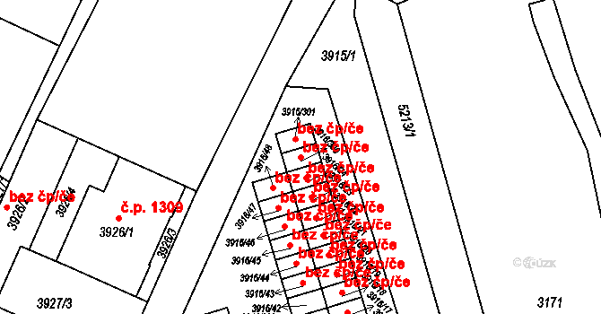 Frýdek-Místek 40312607 na parcele st. 3916/300 v KÚ Místek, Katastrální mapa