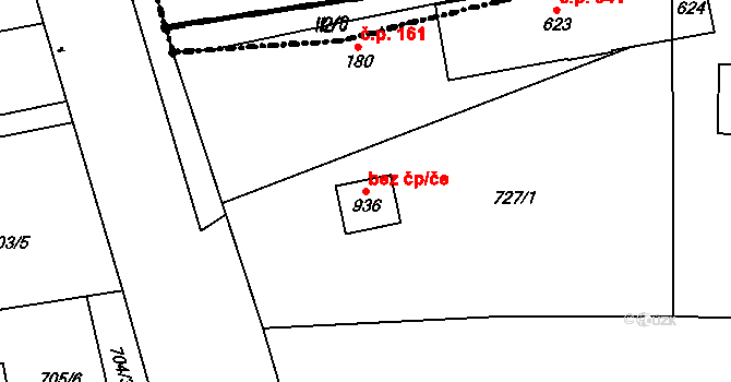 Jesenice 42117607 na parcele st. 936 v KÚ Jesenice u Prahy, Katastrální mapa