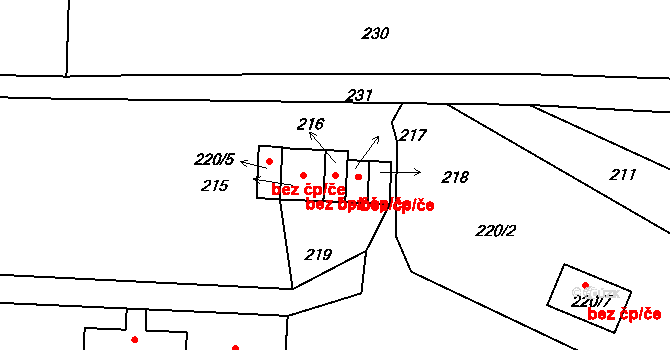 Odry 44889607 na parcele st. 216 v KÚ Pohoř, Katastrální mapa