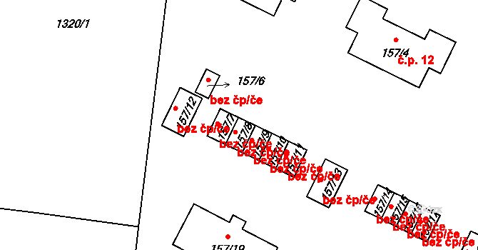 Olbramovice 45410607 na parcele st. 157/8 v KÚ Olbramovice u Votic, Katastrální mapa