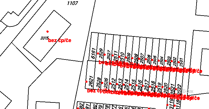 Rožnov pod Radhoštěm 45682607 na parcele st. 2527 v KÚ Rožnov pod Radhoštěm, Katastrální mapa