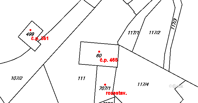 Držovice 465 na parcele st. 60 v KÚ Držovice na Moravě, Katastrální mapa