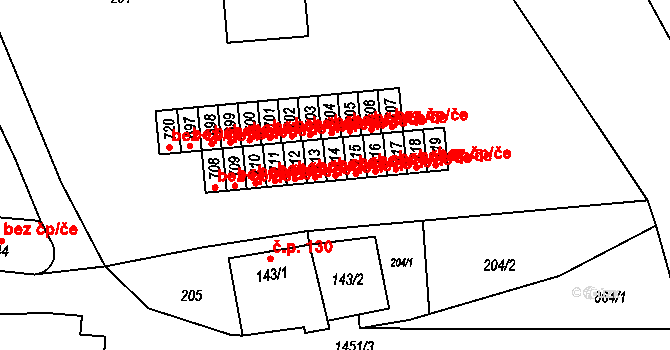 Svitavy 46399607 na parcele st. 714 v KÚ Čtyřicet Lánů, Katastrální mapa