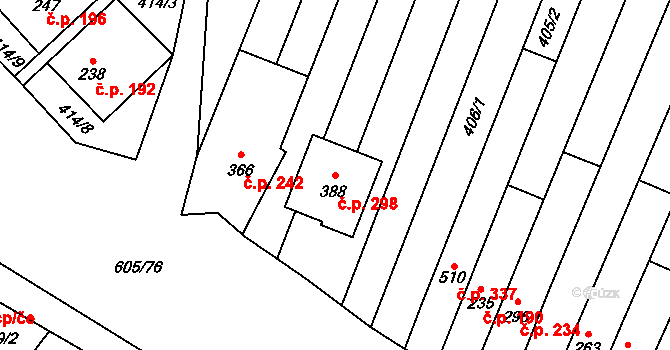 Hostěrádky-Rešov 298 na parcele st. 388 v KÚ Hostěrádky, Katastrální mapa