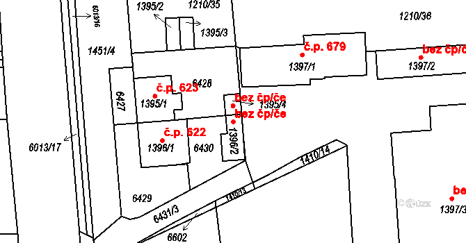 Polička 48019607 na parcele st. 1396/2 v KÚ Polička, Katastrální mapa