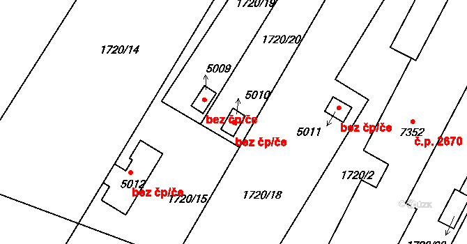 Písek 48714607 na parcele st. 5010 v KÚ Písek, Katastrální mapa