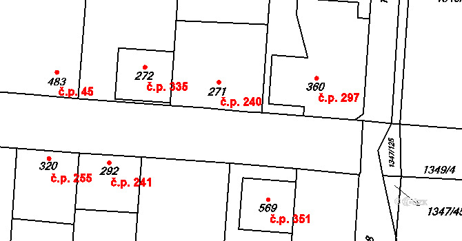 Osvětimany 240 na parcele st. 271 v KÚ Osvětimany, Katastrální mapa