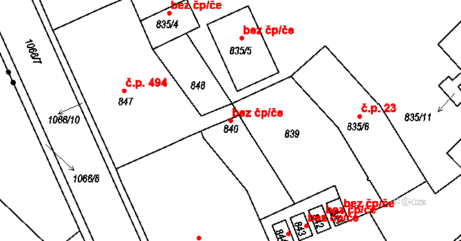 Javorník 50188607 na parcele st. 840 v KÚ Javorník-ves, Katastrální mapa