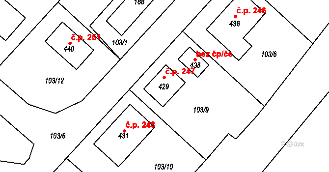Cerekvice nad Loučnou 247 na parcele st. 429 v KÚ Cerekvice nad Loučnou, Katastrální mapa