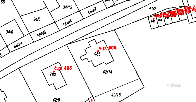 Mikovice 505, Kralupy nad Vltavou na parcele st. 985 v KÚ Mikovice u Kralup nad Vltavou, Katastrální mapa