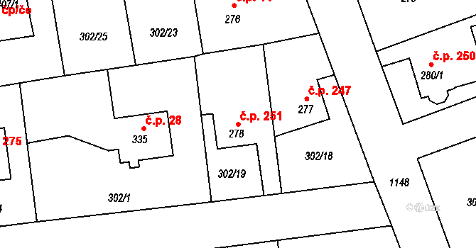 Velká Ves 251, Broumov na parcele st. 278 v KÚ Velká Ves u Broumova, Katastrální mapa
