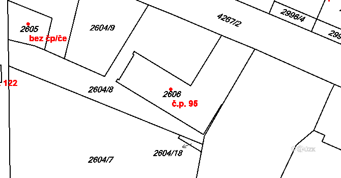 Cihelny 95, Jaroměř na parcele st. 2606 v KÚ Jaroměř, Katastrální mapa