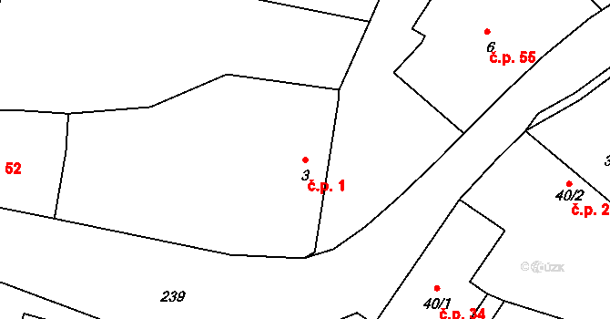 Neznášov 1, Rožnov na parcele st. 3 v KÚ Neznášov, Katastrální mapa