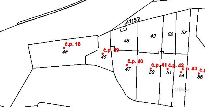 Jaroměř 39 na parcele st. 46 v KÚ Jaroměř, Katastrální mapa