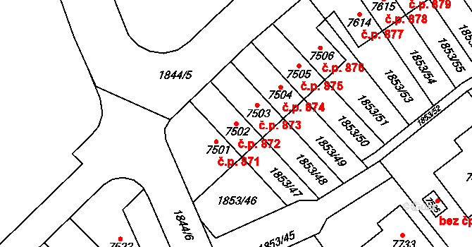 Chrudim III 872, Chrudim na parcele st. 7502 v KÚ Chrudim, Katastrální mapa