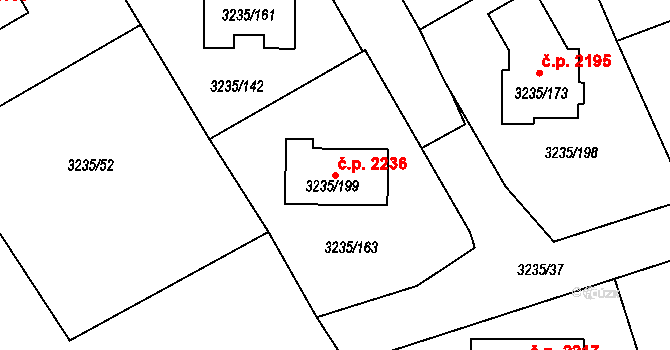 Tachov 2236 na parcele st. 3235/199 v KÚ Tachov, Katastrální mapa