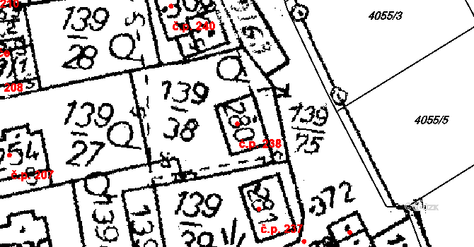 Havlíčkova Borová 238 na parcele st. 280 v KÚ Havlíčkova Borová, Katastrální mapa