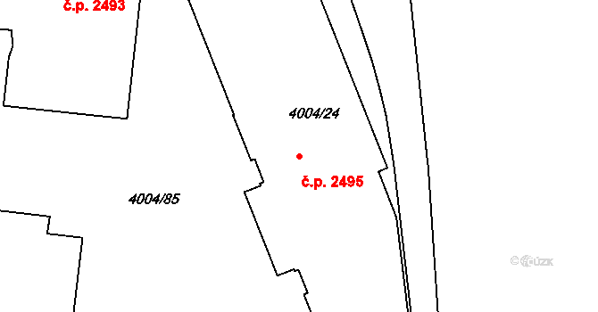 Libeň 2495, Praha na parcele st. 4004/24 v KÚ Libeň, Katastrální mapa