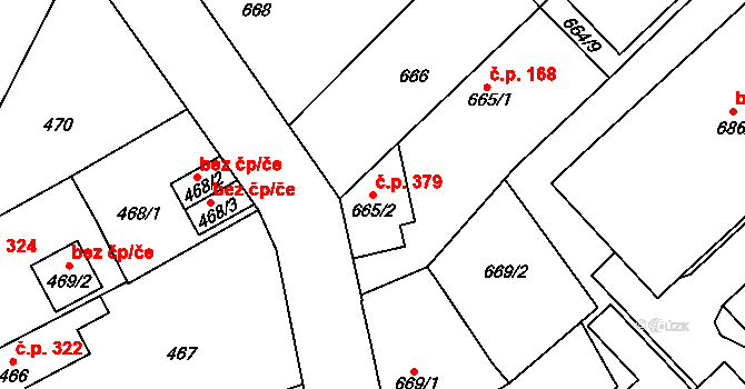 Týniště nad Orlicí 379 na parcele st. 665/2 v KÚ Týniště nad Orlicí, Katastrální mapa