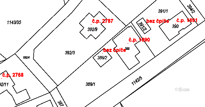 Rožnov pod Radhoštěm 99340607 na parcele st. 389/2 v KÚ Tylovice, Katastrální mapa