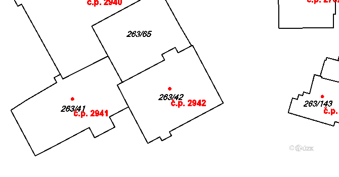 Znojmo 2942 na parcele st. 263/42 v KÚ Znojmo-Louka, Katastrální mapa
