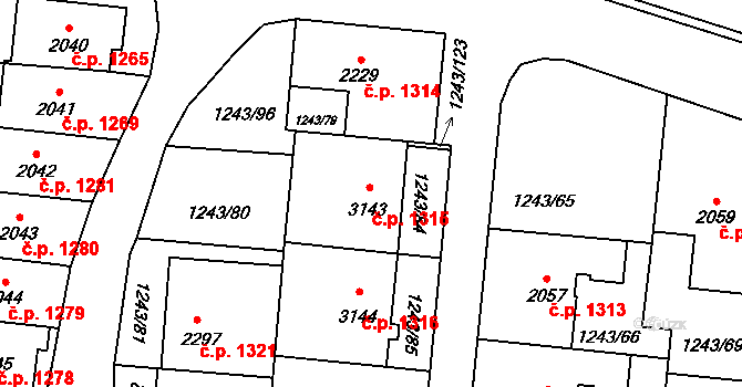 Lipník nad Bečvou I-Město 1315, Lipník nad Bečvou na parcele st. 3143 v KÚ Lipník nad Bečvou, Katastrální mapa