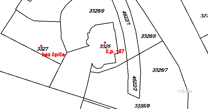 Karlov 167, Kutná Hora na parcele st. 3325 v KÚ Kutná Hora, Katastrální mapa