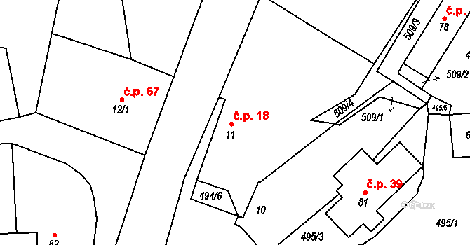 Lomec 18, Úmonín na parcele st. 11 v KÚ Lomec u Úmonína, Katastrální mapa