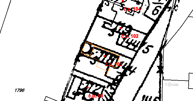 Jamné 103 na parcele st. 118 v KÚ Jamné u Jihlavy, Katastrální mapa