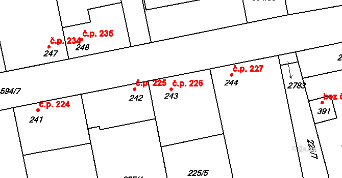 Hostouň 226 na parcele st. 243 v KÚ Hostouň u Prahy, Katastrální mapa