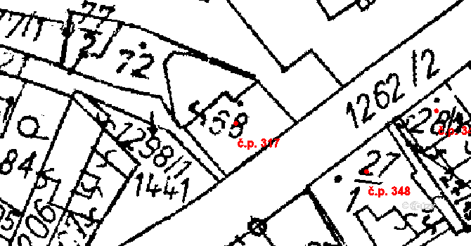 Jablonné v Podještědí 317 na parcele st. 68 v KÚ Jablonné v Podještědí, Katastrální mapa