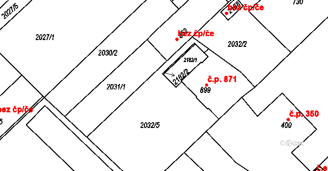 Tišnov 397 na parcele st. 2032/5 v KÚ Tišnov, Katastrální mapa