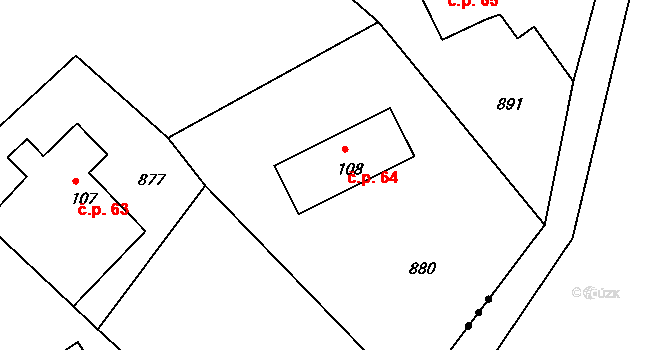 Andělka 64, Višňová na parcele st. 108 v KÚ Andělka, Katastrální mapa
