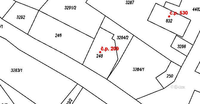 Heřmanovice 209 na parcele st. 248 v KÚ Heřmanovice, Katastrální mapa