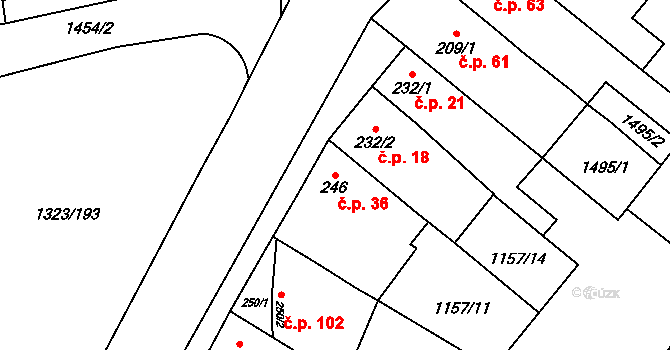 Hynkov 36, Příkazy na parcele st. 246 v KÚ Hynkov, Katastrální mapa