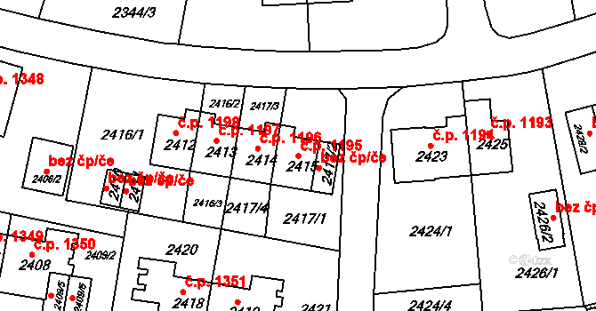 Sokolov 1195 na parcele st. 2415 v KÚ Sokolov, Katastrální mapa