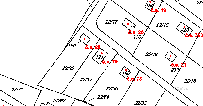 Podhoří 79, Cheb na parcele st. 131 v KÚ Podhoří u Chebu, Katastrální mapa