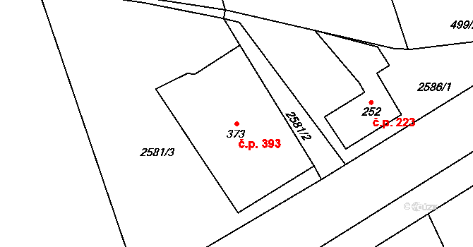 Černilov 393 na parcele st. 373 v KÚ Černilov, Katastrální mapa