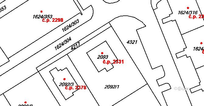 Mizerov 2331, Karviná na parcele st. 2093 v KÚ Karviná-město, Katastrální mapa