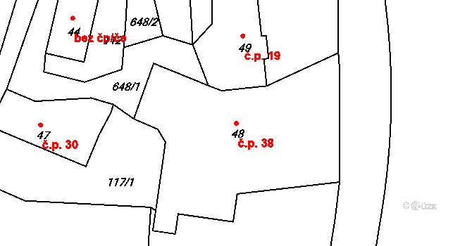 Kydliny 38, Klatovy na parcele st. 48 v KÚ Kydliny, Katastrální mapa
