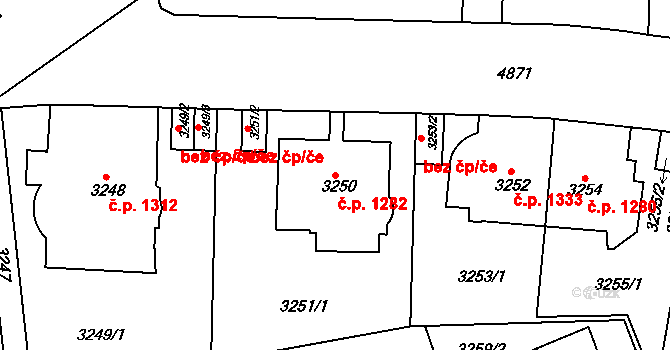 Smíchov 1282, Praha na parcele st. 3250 v KÚ Smíchov, Katastrální mapa