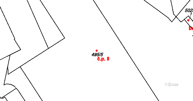 Střední Předměstí 5, Trutnov na parcele st. 495/5 v KÚ Trutnov, Katastrální mapa