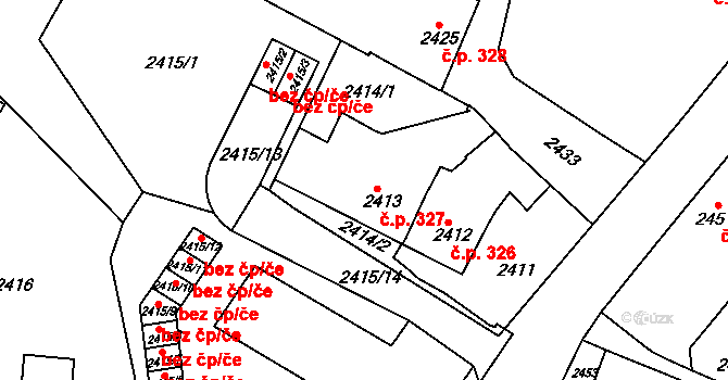 Jemnice 327 na parcele st. 2413 v KÚ Jemnice, Katastrální mapa