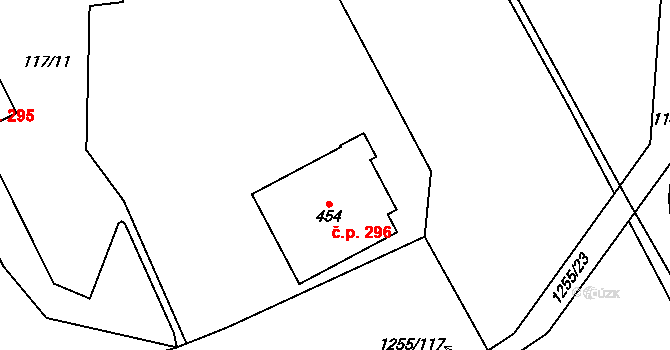 Cínovec 296, Dubí na parcele st. 454 v KÚ Cínovec, Katastrální mapa