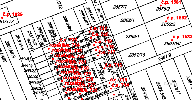 Strážnice 718 na parcele st. 2861/30 v KÚ Strážnice na Moravě, Katastrální mapa