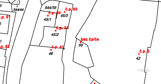 Černuc 39326608 na parcele st. 69 v KÚ Miletice u Velvar, Katastrální mapa