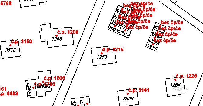 Zlín 1215 na parcele st. 1263 v KÚ Zlín, Katastrální mapa