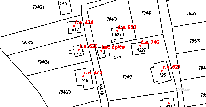 Šťáhlavy 42172608 na parcele st. 526 v KÚ Šťáhlavy, Katastrální mapa