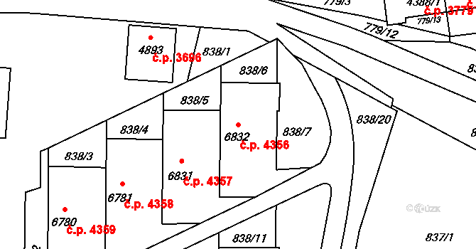 Zlín 4356 na parcele st. 6832 v KÚ Zlín, Katastrální mapa