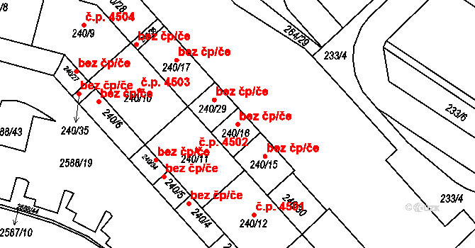 Chomutov 45036608 na parcele st. 240/16 v KÚ Chomutov I, Katastrální mapa